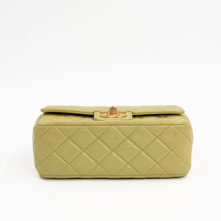 Chanel Small Flap Bag in Green Quilted Lambskin with Casino Collection Charms & Gold Hardware