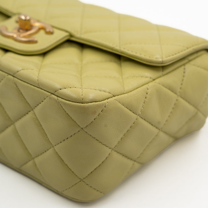 Chanel Small Flap Bag in Green Quilted Lambskin with Casino Collection Charms & Gold Hardware