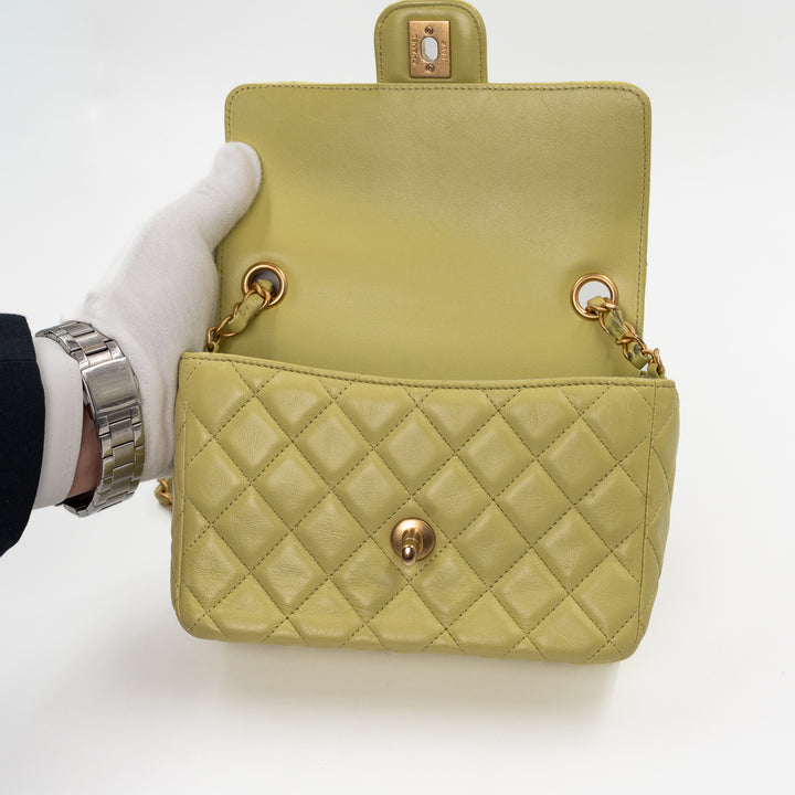 Chanel Small Flap Bag in Green Quilted Lambskin with Casino Collection Charms & Gold Hardware