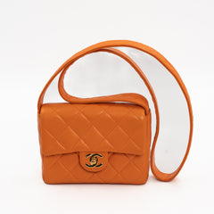 Chanel Vintage Orange Caviar Leather Classic Flap Bag