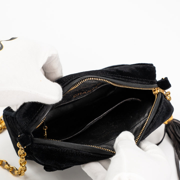 Chanel Vintage Quilted Flap Bag in Black Velvet with Gold-Tone Hardware