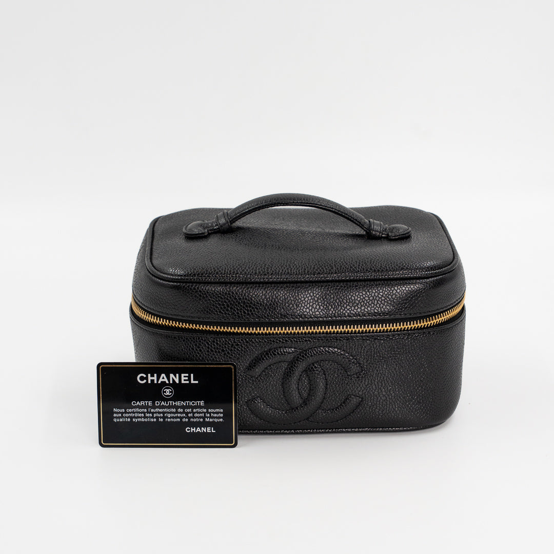 Chanel Vintage Vanity Bag in Black Caviar Leather
