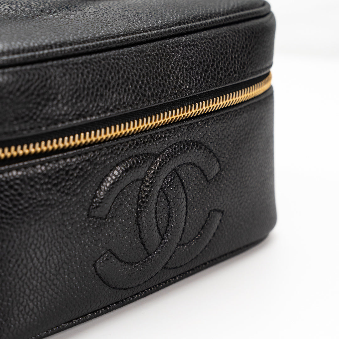 Chanel Vintage Vanity Bag in Black Caviar Leather