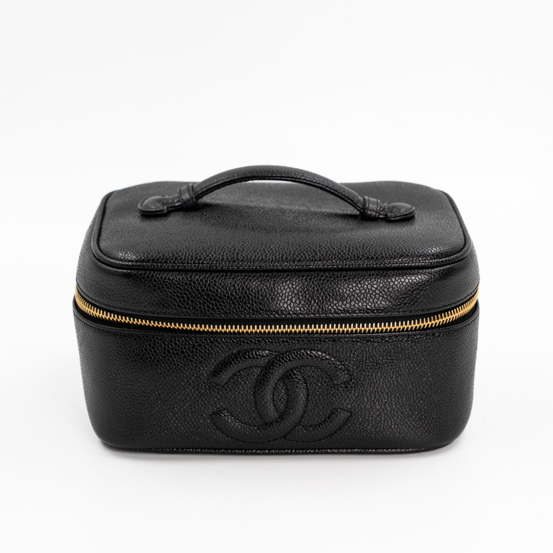 Chanel Vintage Vanity Bag in Black Caviar Leather