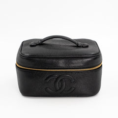 Chanel Vintage Vanity Bag in Black Caviar Leather