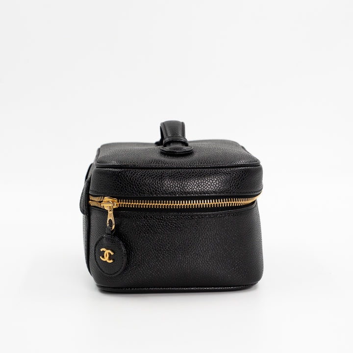 Chanel Vintage Vanity Bag in Black Caviar Leather