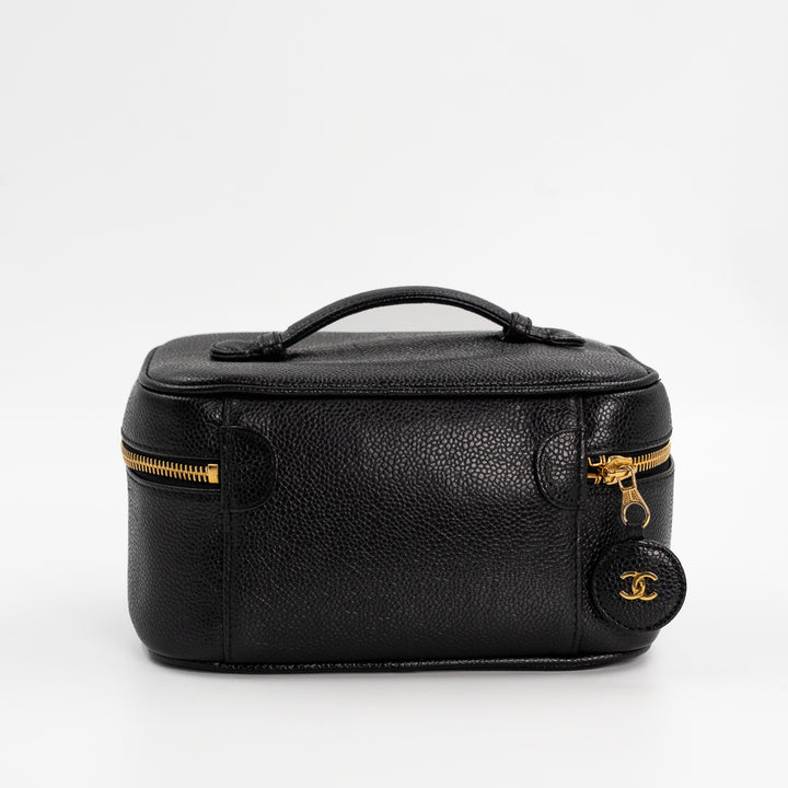 Chanel Vintage Vanity Bag in Black Caviar Leather
