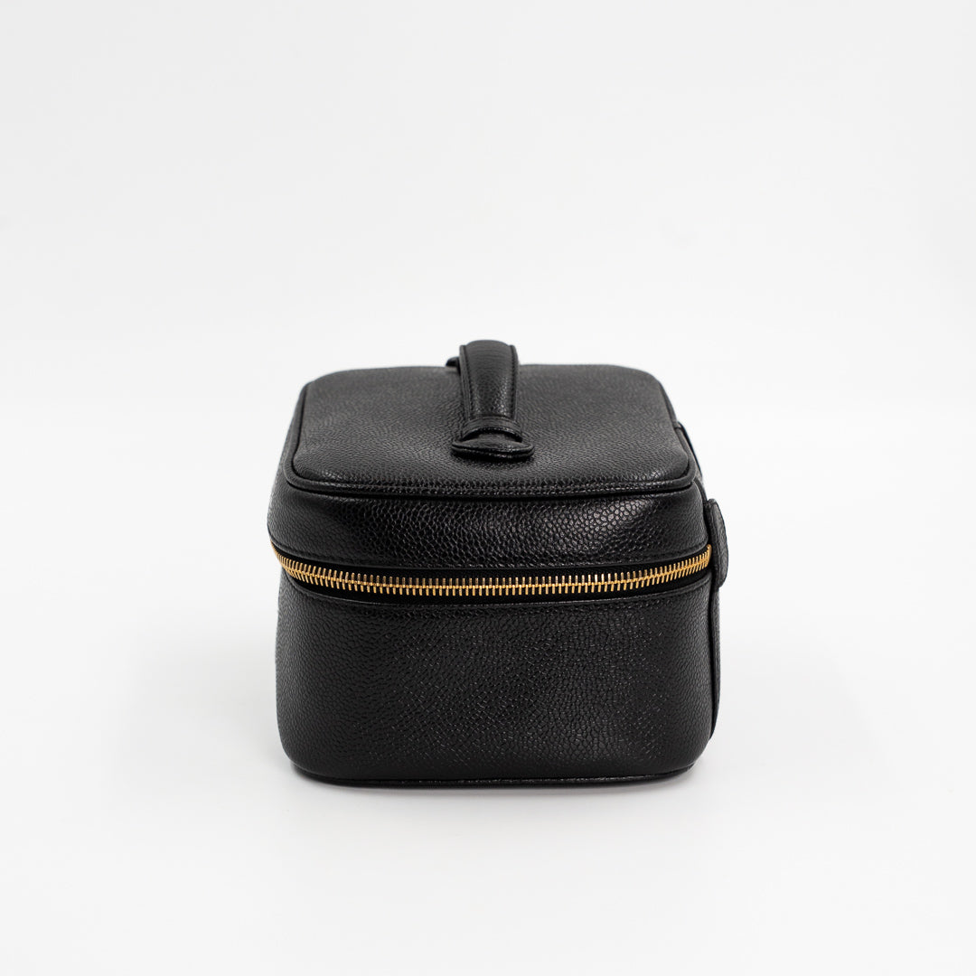 Chanel Vintage Vanity Bag in Black Caviar Leather