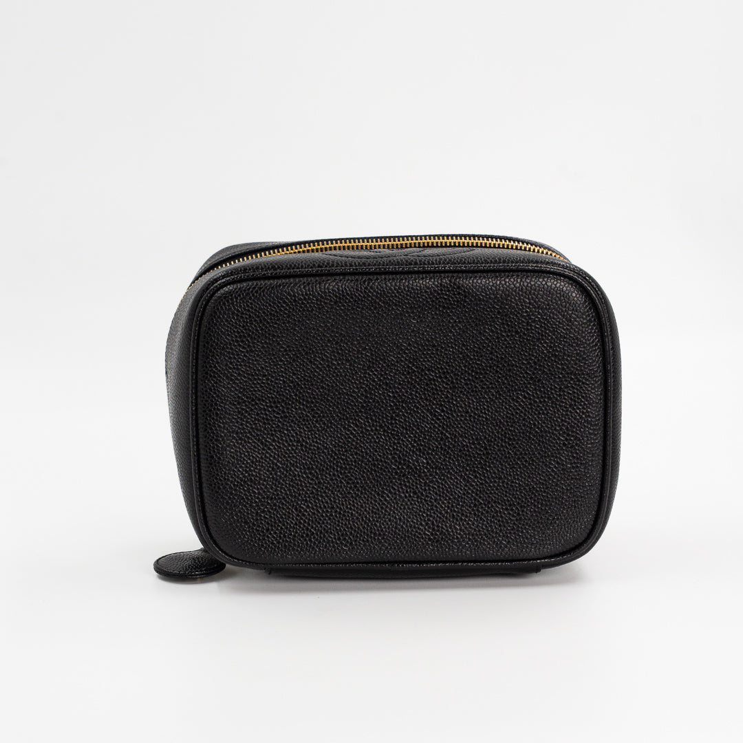 Chanel Vintage Vanity Bag in Black Caviar Leather