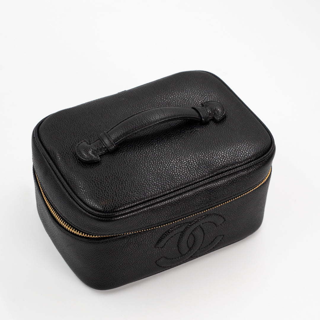 Chanel Vintage Vanity Bag in Black Caviar Leather