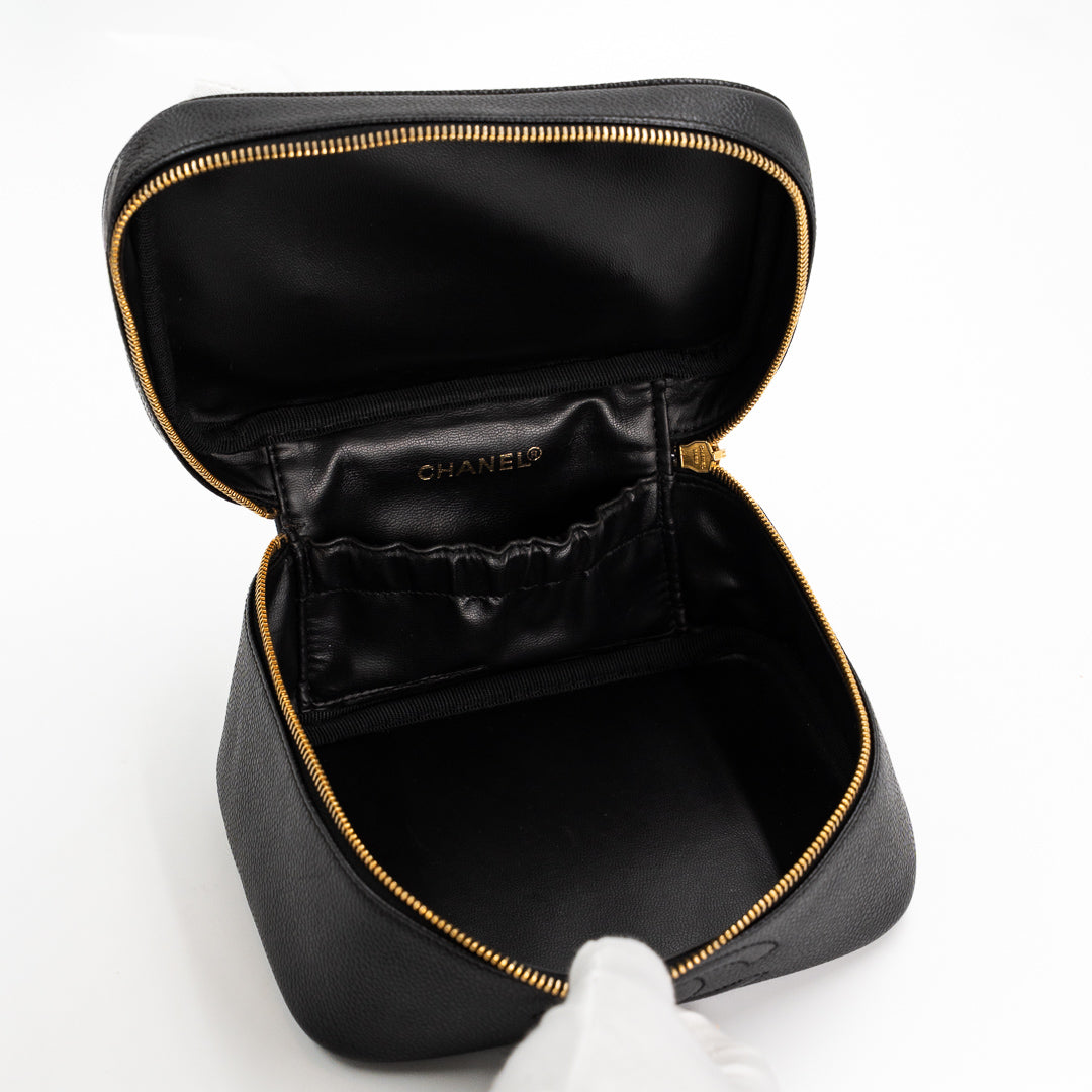 Chanel Vintage Vanity Bag in Black Caviar Leather