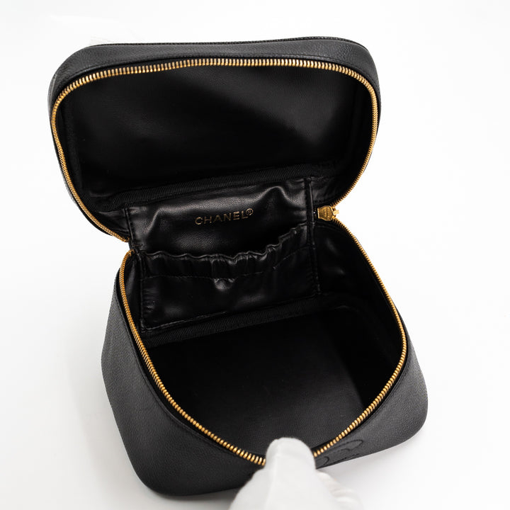 Chanel Vintage Vanity Bag in Black Caviar Leather