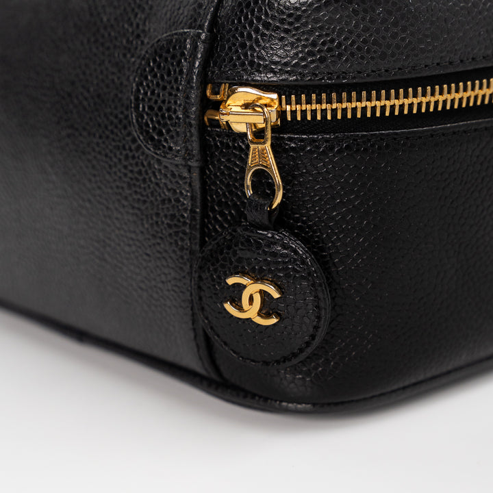 Chanel Vintage Vanity Bag in Black Caviar Leather