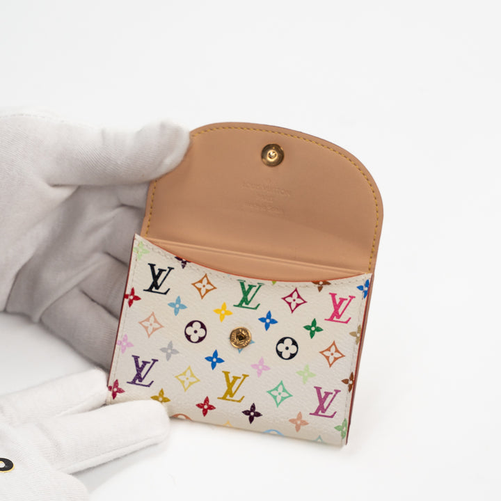 Louis Vuitton Monogram Multicolor Business Card Holder and Coin Case White Murakami Collection