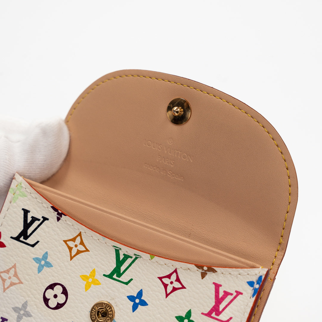 Louis Vuitton Monogram Multicolor Business Card Holder and Coin Case White Murakami Collection