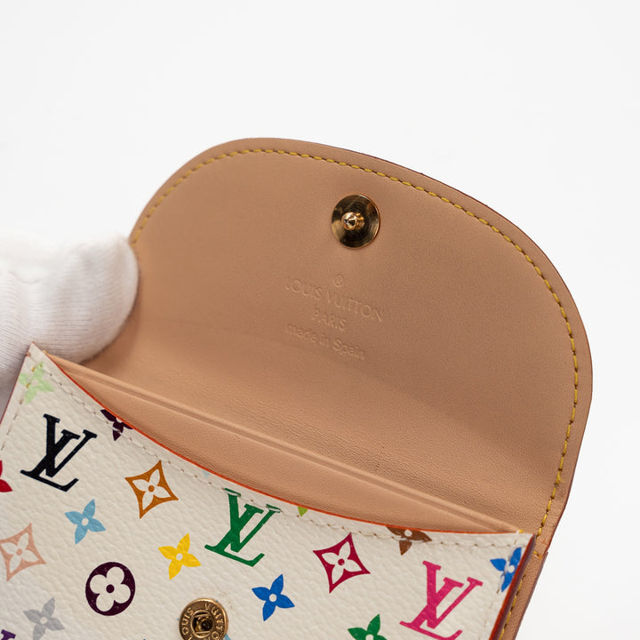 Louis Vuitton Monogram Multicolor Business Card Holder and Coin Case White Murakami Collection