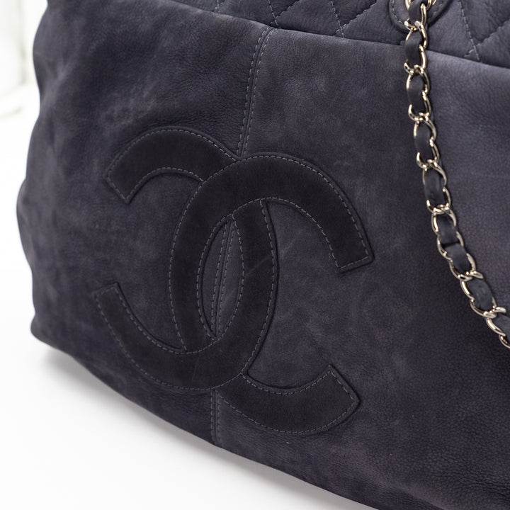 Chanel Vintage Trianon Shopping Tote in Gray-Purple Nubuck Leather with Silver Hardware