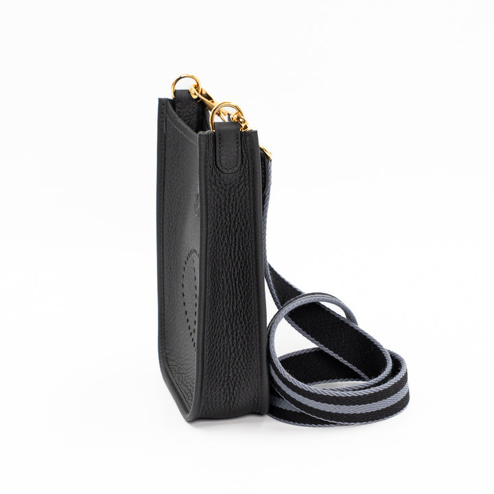 Hermès Evelyne 16 Amazone Taurillon Clemence Leather Bag in Noir with Noir/Gris Fumée Amazone Strap and Gold Hardware