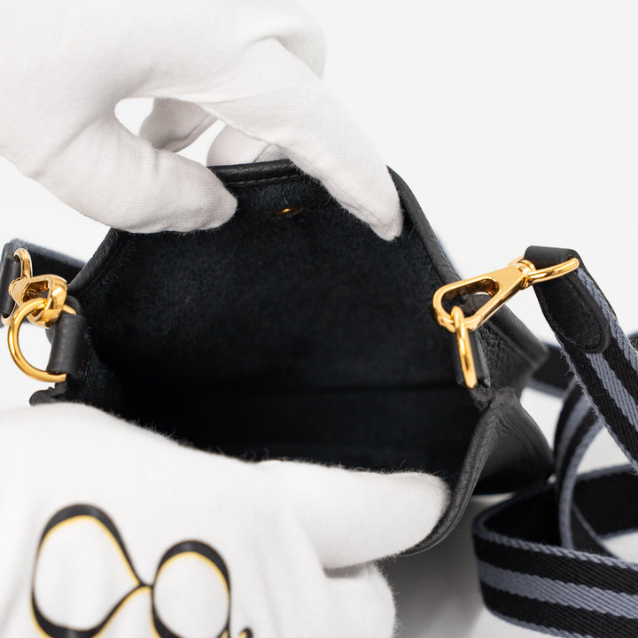 Hermès Evelyne 16 Amazone Taurillon Clemence Leather Bag in Noir with Noir/Gris Fumée Amazone Strap and Gold Hardware