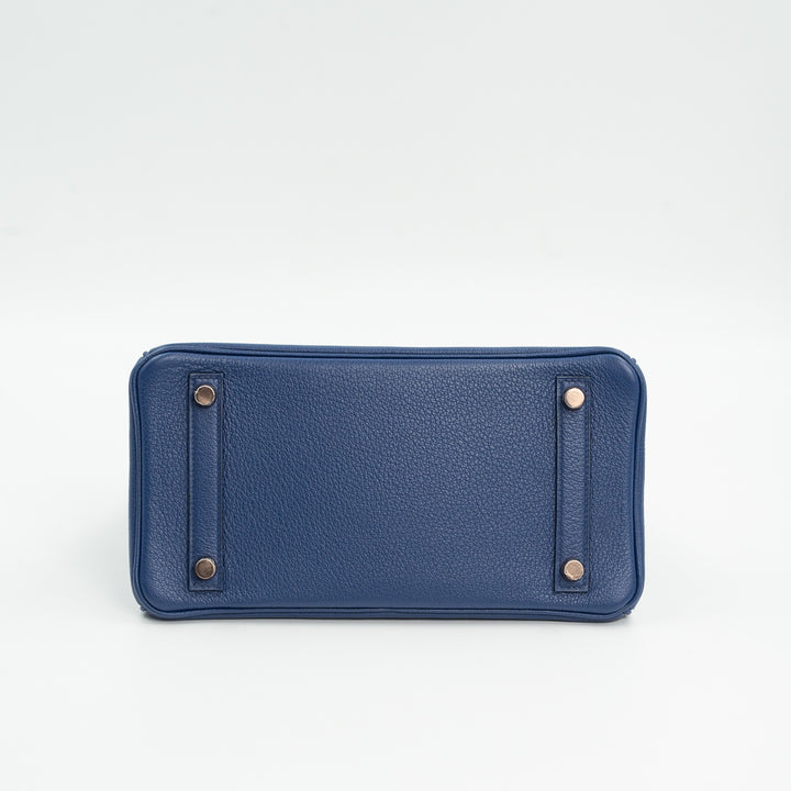 Hermès Birkin 25 Touch Taurillon Novillo Leather & Alligator Mississippiensis Bleu Saphir Bleu Marine Rose Gold Hardware