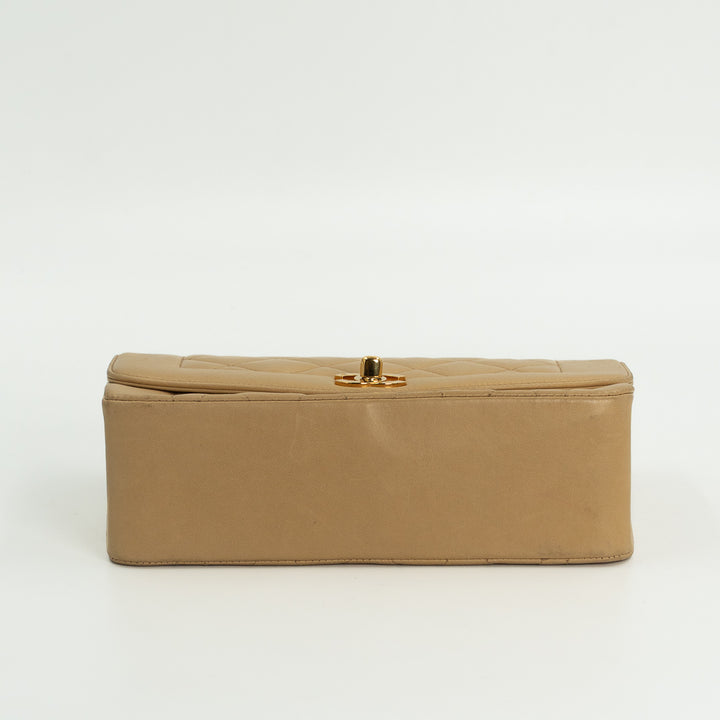Chanel Diana Flap Bag in Beige Lambskin Leather with Gold Hardware