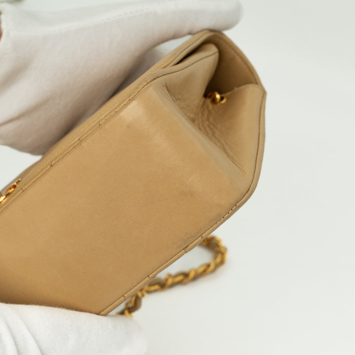 Chanel Diana Flap Bag in Beige Lambskin Leather with Gold Hardware
