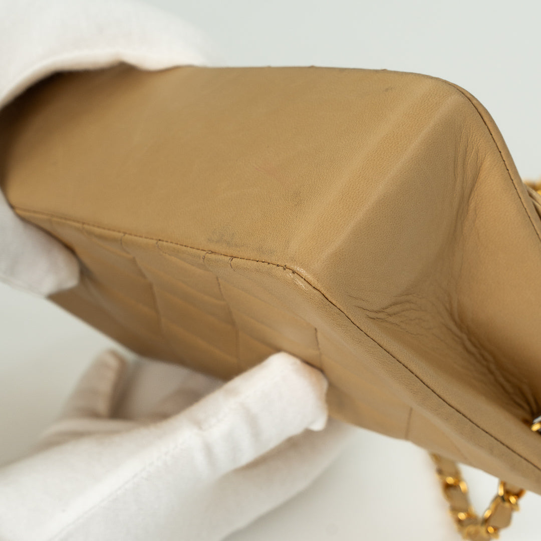 Chanel Diana Flap Bag in Beige Lambskin Leather with Gold Hardware