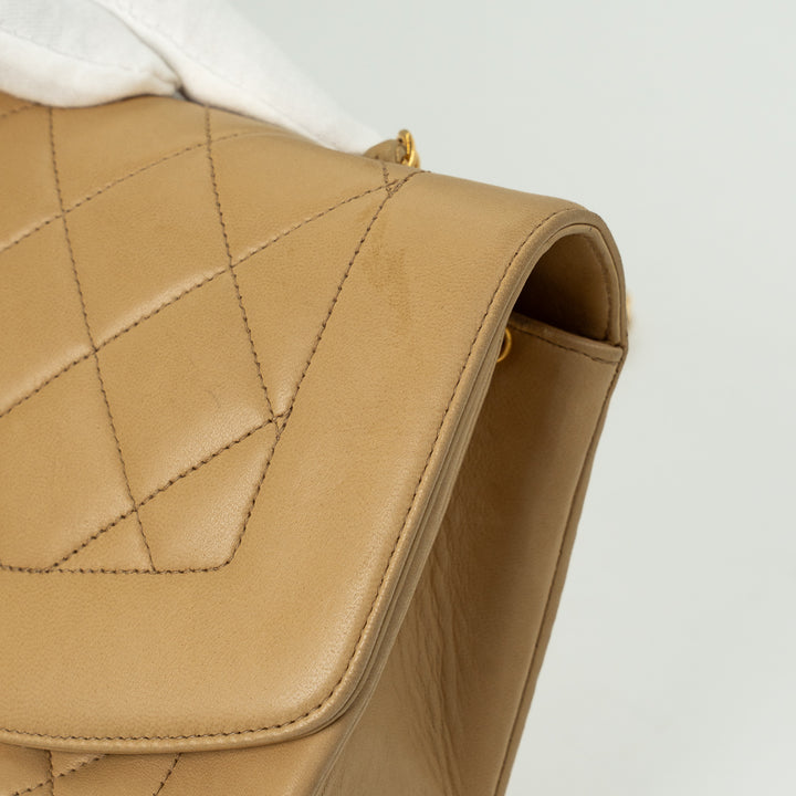 Chanel Diana Flap Bag in Beige Lambskin Leather with Gold Hardware