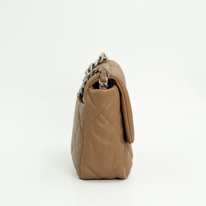 Chanel Medium Chanel 19 Flap Bag in Dark Beige Quilted Lambskin Leather with Mixed Metal Hardware