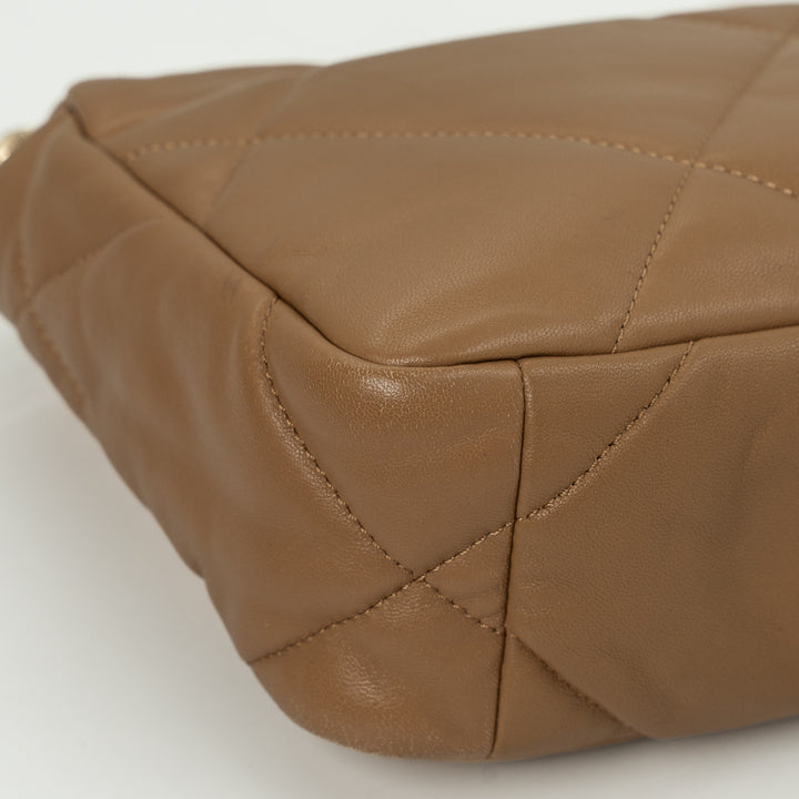 Chanel Medium Chanel 19 Flap Bag in Dark Beige Quilted Lambskin Leather with Mixed Metal Hardware