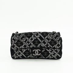 Chanel Cruise Collection Chain Flap Bag in Black & Silver Tweed with Silver Hardware