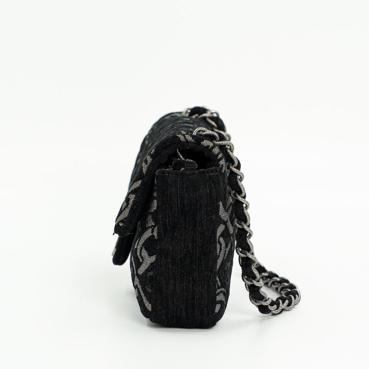 Chanel Cruise Collection Chain Flap Bag in Black & Silver Tweed with Silver Hardware