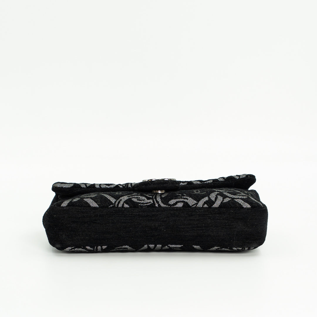 Chanel Cruise Collection Chain Flap Bag in Black & Silver Tweed with Silver Hardware