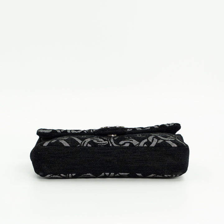 Chanel Cruise Collection Chain Flap Bag in Black & Silver Tweed with Silver Hardware