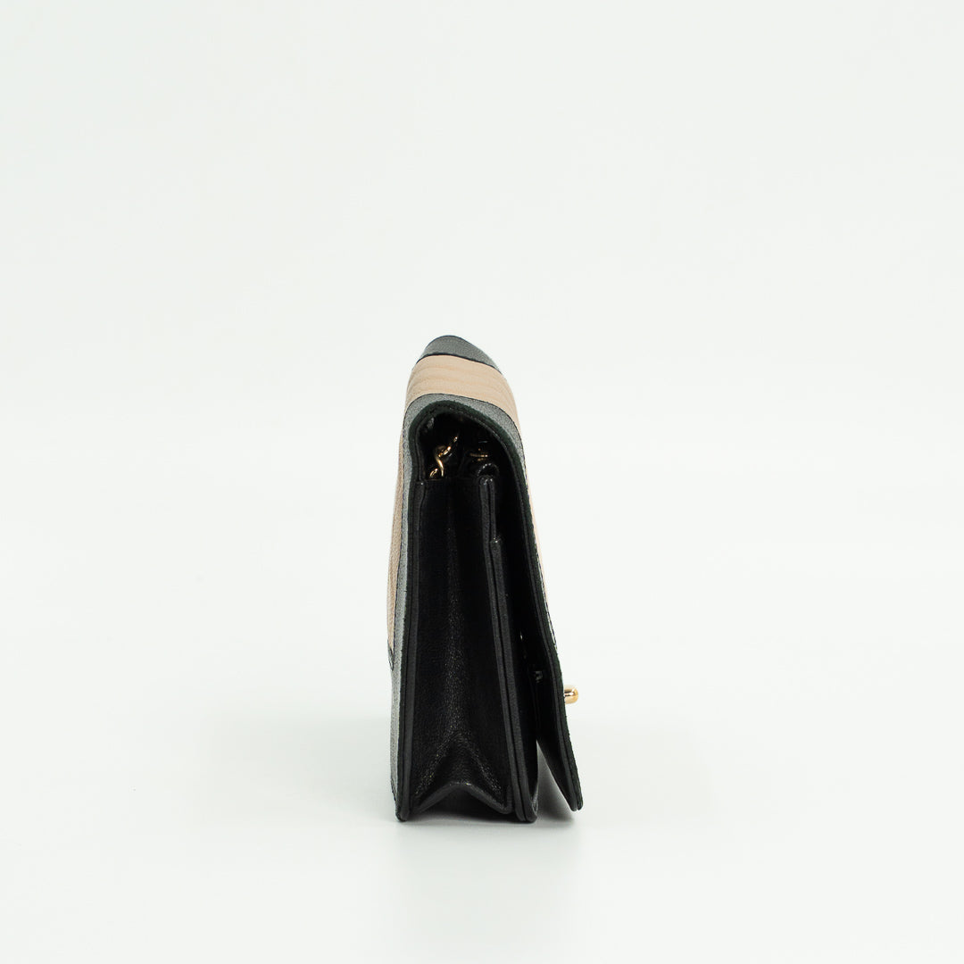 Chanel Wallet on Chain in Black & Beige Leather with Gold Hardware