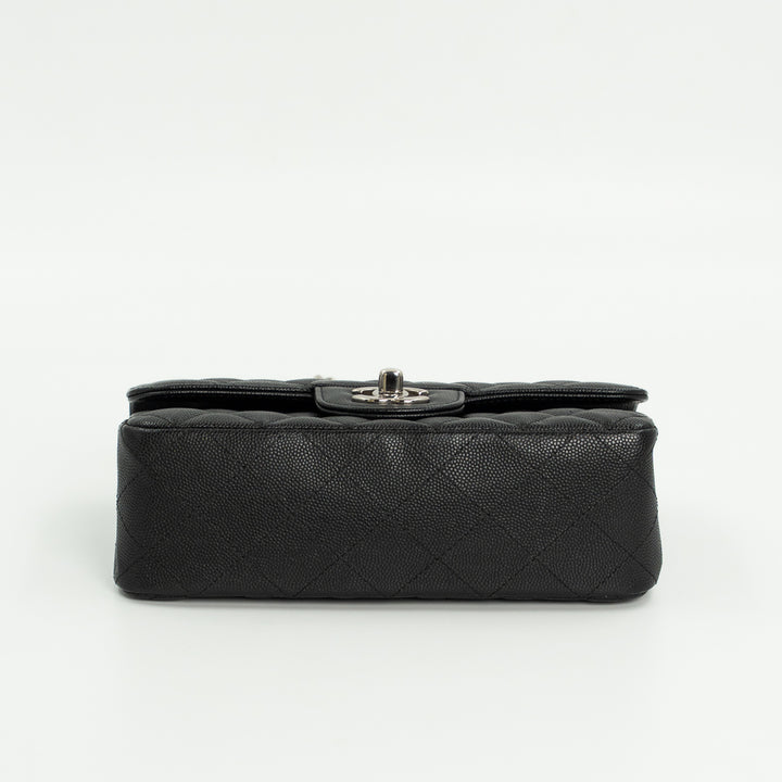 Chanel Mini Classic Single Flap Bag in Black Quilted Caviar Leather with Silver Hardware
