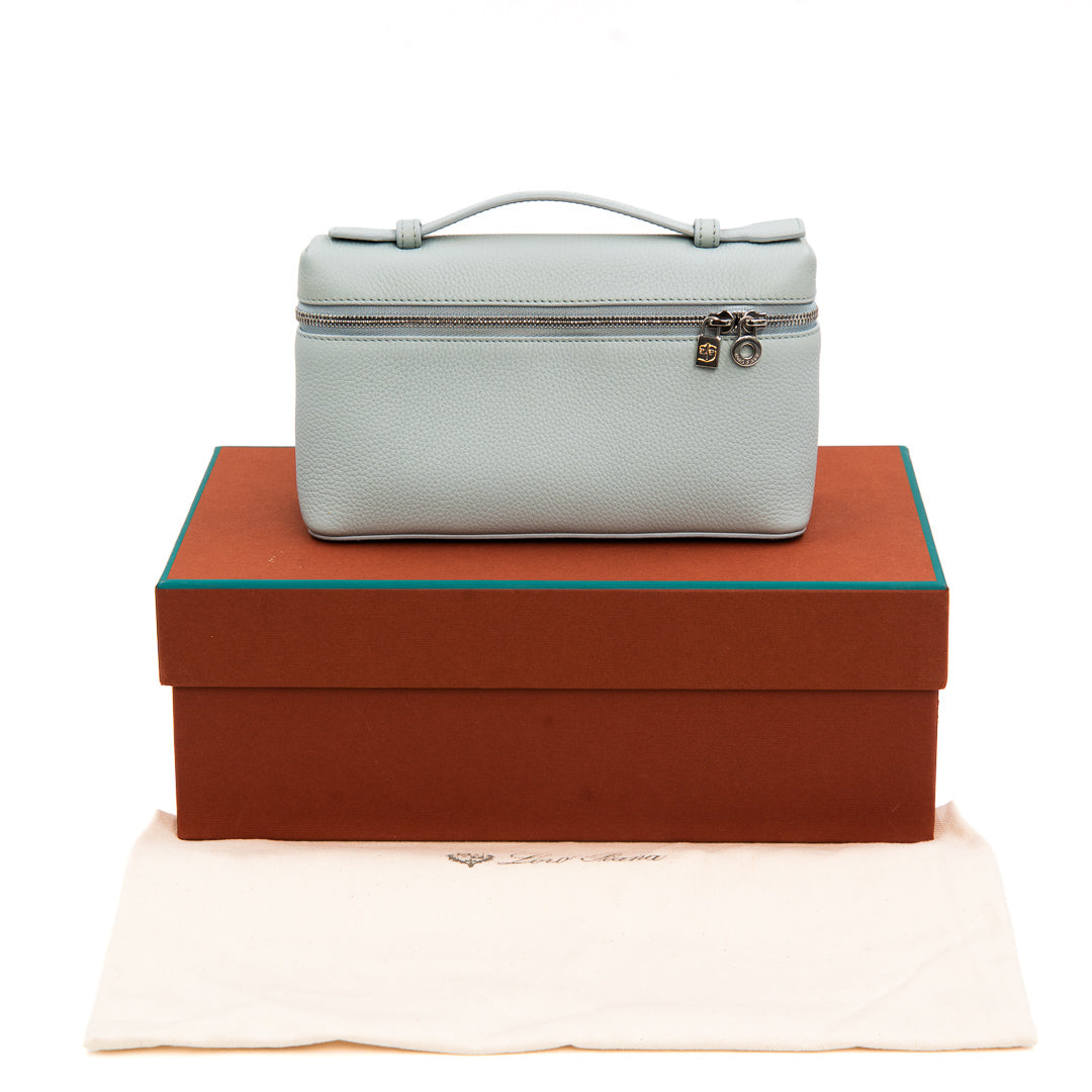Loro Piana Extra Pocket L19 Pouch in Mint Breeze Grained Calfskin with Silver Hardware