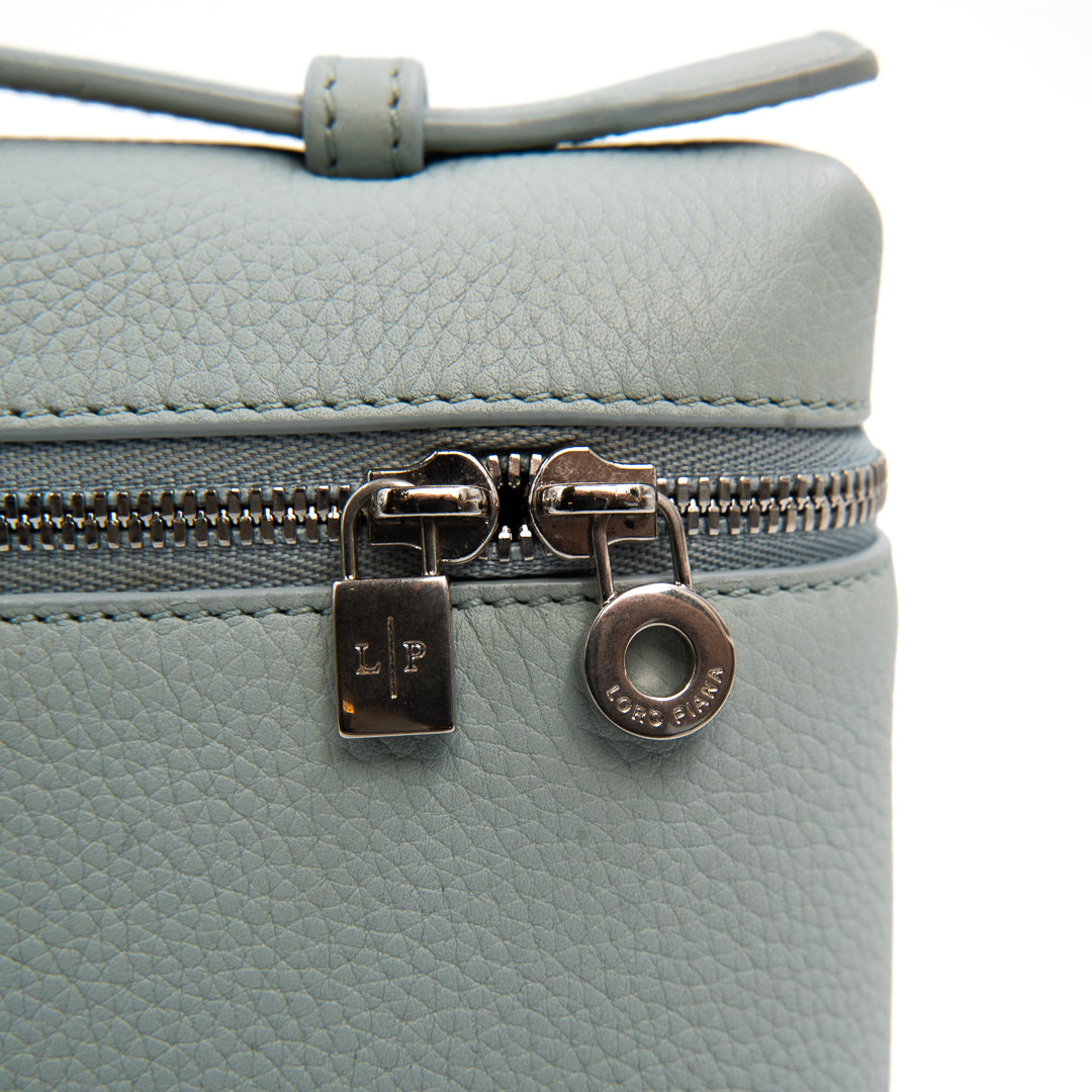 Loro Piana Extra Pocket L19 Pouch in Mint Breeze Grained Calfskin with Silver Hardware