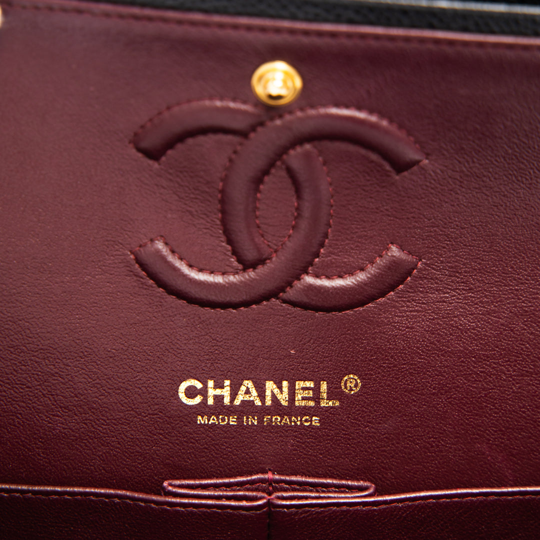 Chanel Classic Small Double Flap Handbag in Black Caviar Leather with Gold Hardware