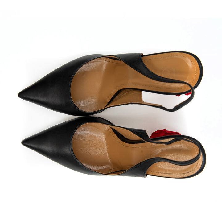 Loewe Rose Heeled Slingback Pumps in Black Leather