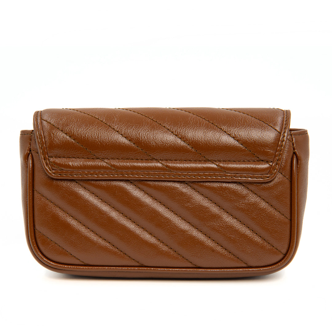 Gucci GG Marmont Super Mini Crossbody Bag in Brown Diagonal Matelassé Leather