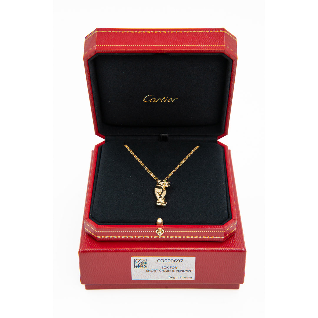 Cartier Panthère de Cartier Necklace in 18K Yellow Gold with Tsavorite Garnet and Onyx Panther Motif