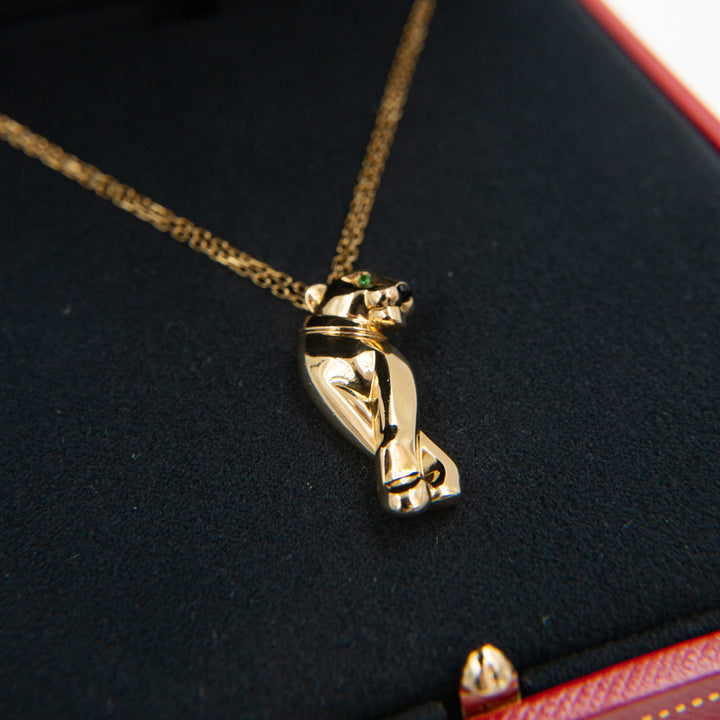 Cartier Panthère de Cartier Necklace in 18K Yellow Gold with Tsavorite Garnet and Onyx Panther Motif