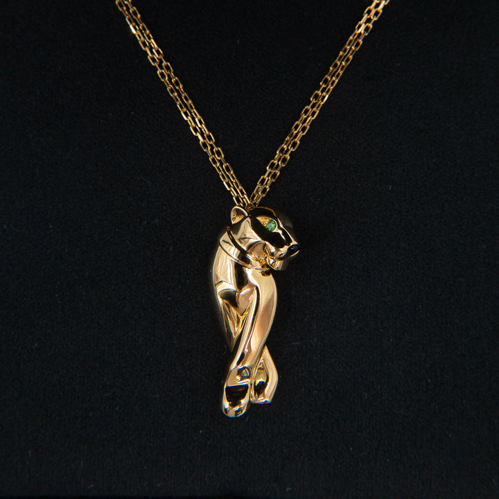 Cartier Panthère de Cartier Necklace in 18K Yellow Gold with Tsavorite Garnet and Onyx Panther Motif
