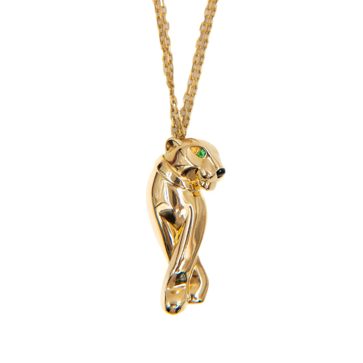 Cartier Panthère de Cartier Necklace in 18K Yellow Gold with Tsavorite Garnet and Onyx Panther Motif