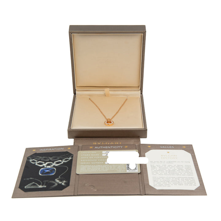 Bulgari Bulgari Necklace in 18K Rose Gold with Pavé Diamond Pendant