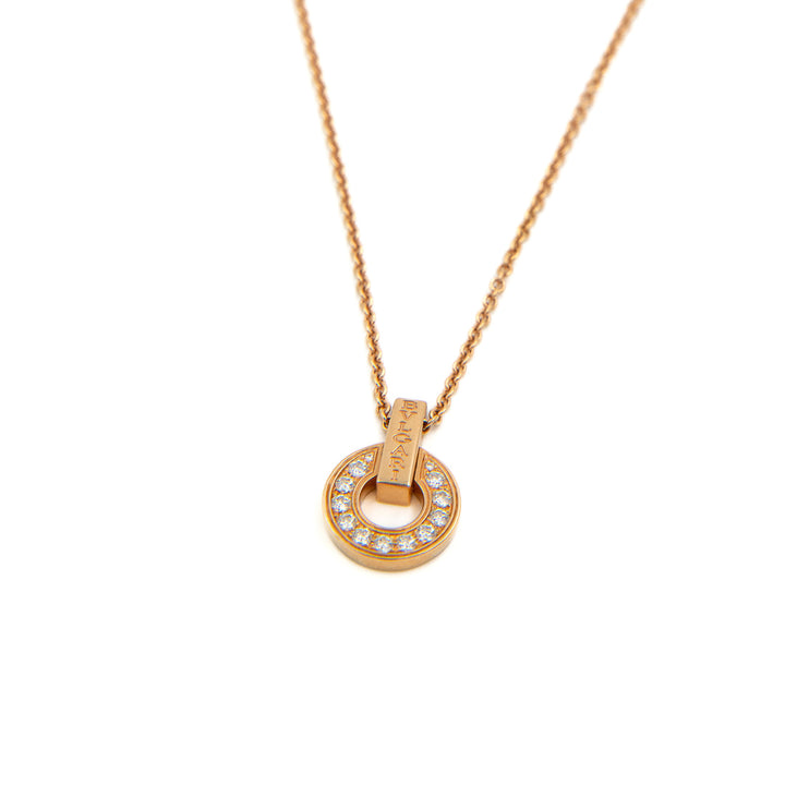 Bulgari Bulgari Necklace in 18K Rose Gold with Pavé Diamond Pendant