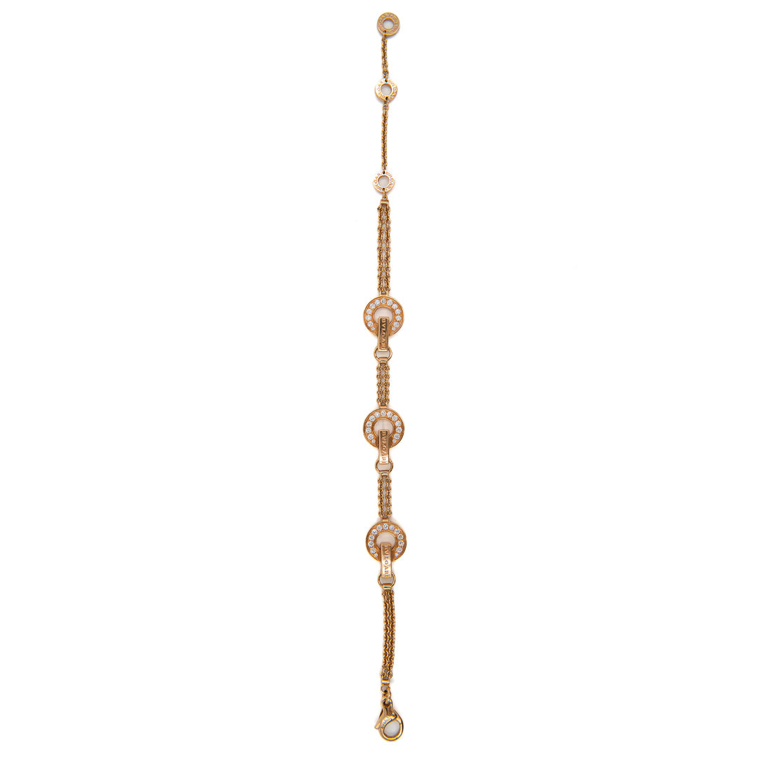 Bulgari Bulgari Bracelet in 18K Rose Gold with Pavé Diamond Size M/L