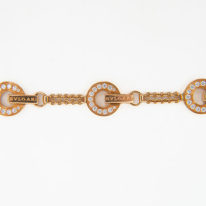 Bulgari Bulgari Bracelet in 18K Rose Gold with Pavé Diamond Size M/L
