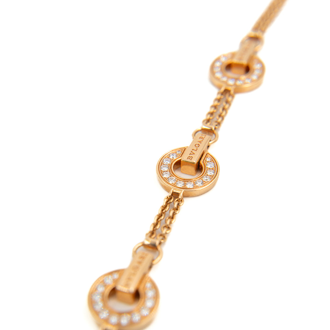 Bulgari Bulgari Bracelet in 18K Rose Gold with Pavé Diamond Size M/L
